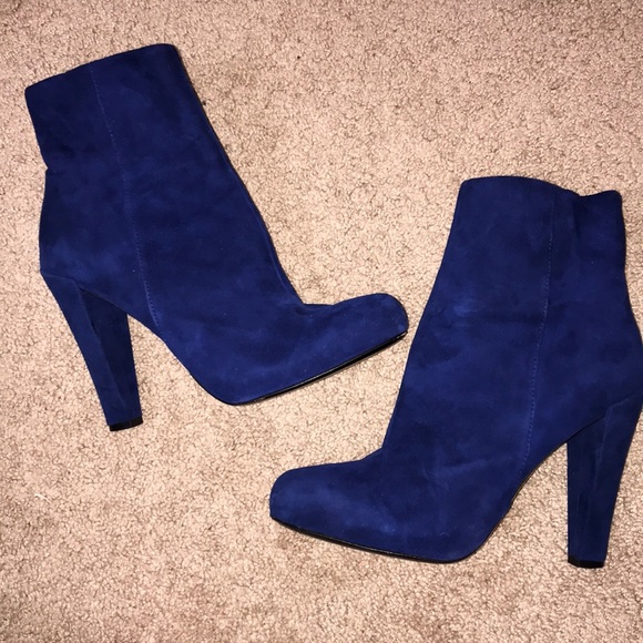 cobalt blue suede booties